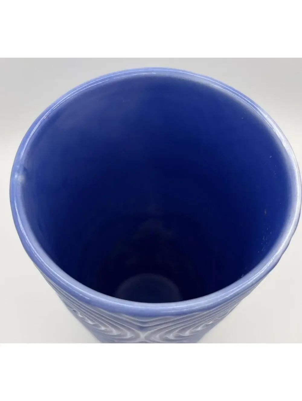 FTD Blue Vase, Ceramic Geometric Circle Design 8.75
